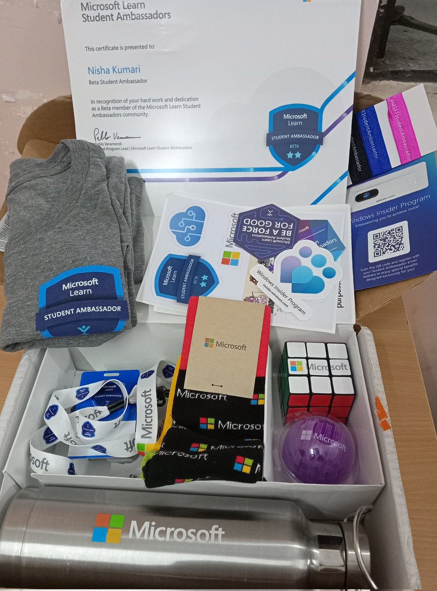 I'm thrilled to have received my Beta #MLSA swag kit today,🎉 
Also, thanks @MicrosoftLearn for this milestone, & @deraje sir  for mentoring throughout the journey 😊
#Microsoft #MicrosoftIndia #MicrosoftOffice #StudentAmbassador #TechCommunity