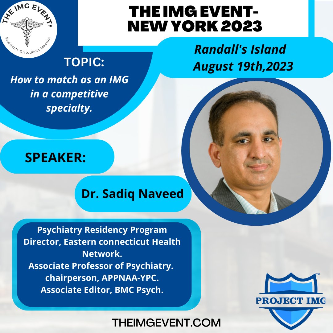 We are pleased to announce as a speaker to Dr <a href="/SadiqNaveed/">Sadiq Naveed</a> 

Dr. Naveed joined ECHN in September 2022 to establish the Psychiatry residency program, and he currently serves as the Program Director. 

#MedTwitter #IMGs #NYC #Psyquiatry #networking