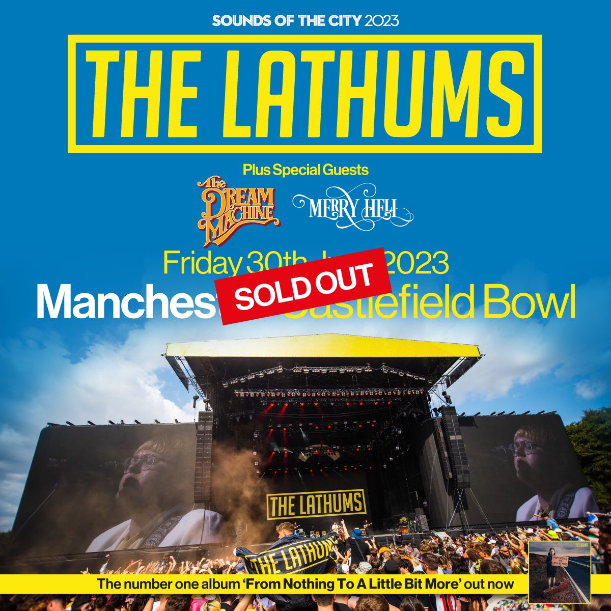 TheLathums's tweet image. We can’t believe we’re saying this but Castlefield Bowl is SOLD OUT and it’s bloody belting. We couldn’t have done it without all you Lathums out there, so we just want to say a massive thank you. Big love The Lathums 💛