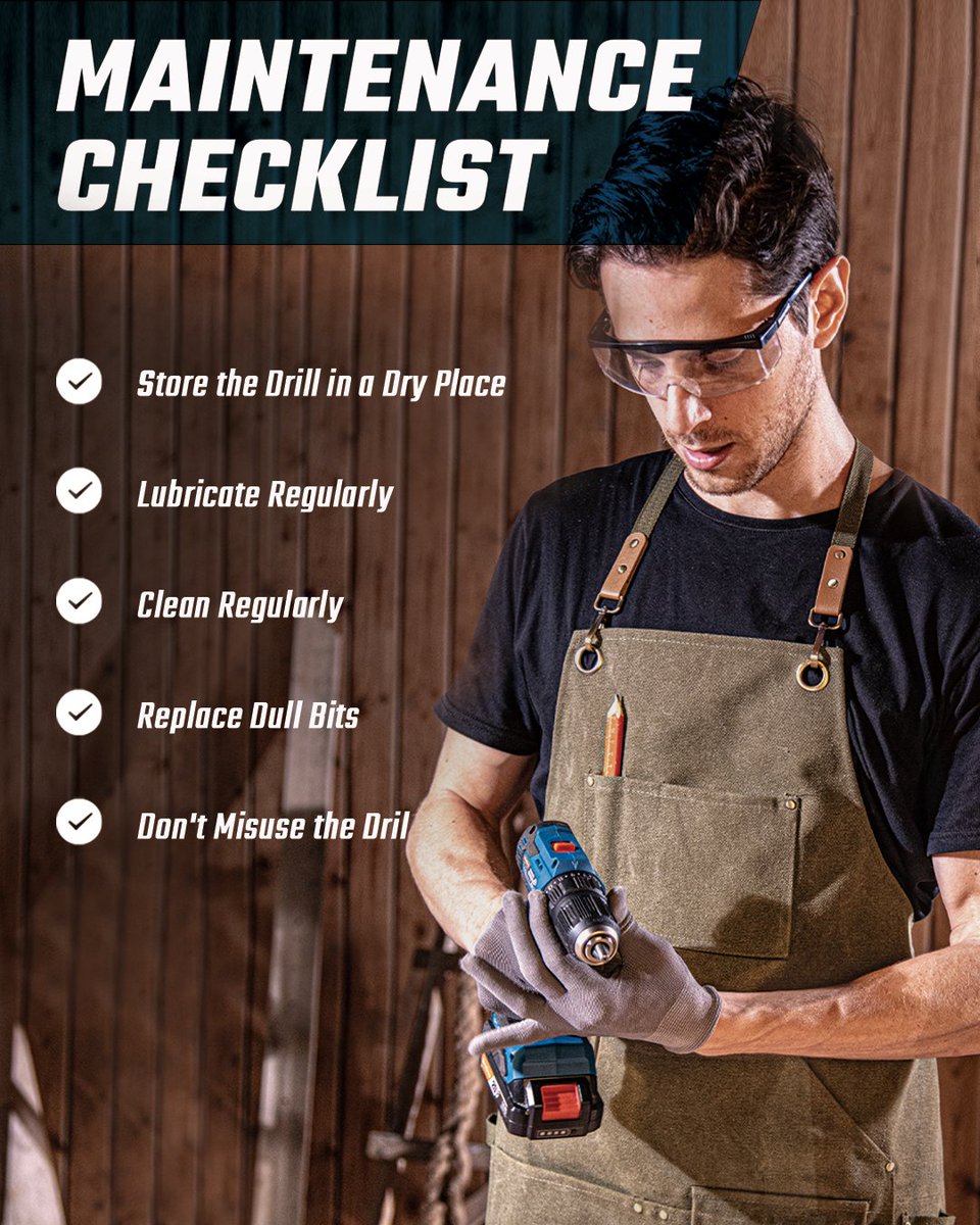 DongCheng_NA's tweet photo. To keep your drill in good condition, save the maintenance checklist and share it with those who need it.
#DongChengTools #drilldriver #DCJZ2050 #MaintenanceChecklist #cordlessdrill #CordlessTools #powertools #drilling #woodwork #metalwork #ToolMaintenance https://t.co/8y1TWbfrhg