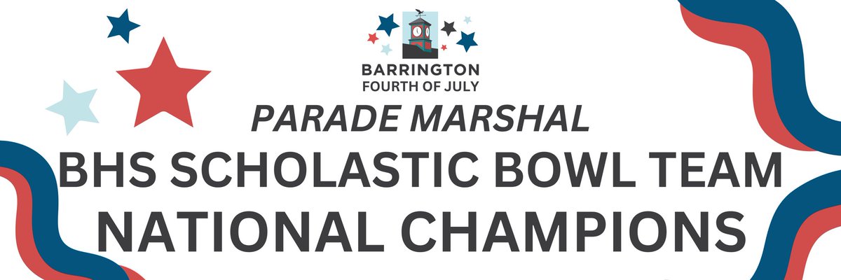 Be sure to cheer on BHS’s national champions at the parade!!!  🇺🇸 🏆 🥇 🇺🇸 
<a href="/VOBarrington/">Village Barrington</a> 
<a href="/StationQuizbowl/">Barrington Quizbowl</a> <a href="/BarringtonHS220/">Barrington High School</a> <a href="/barrington220/">Barrington 220</a>