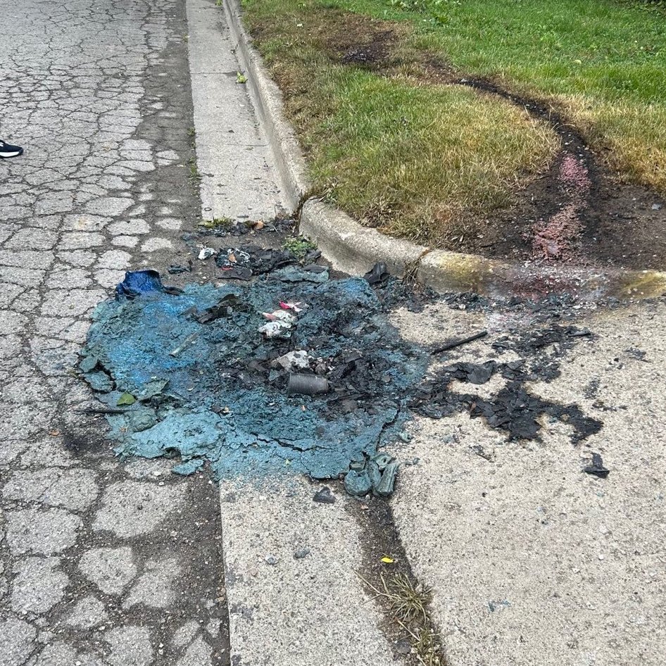 This is what it looks like when a DTE power line falls and melts a recycling cart. 

(Seen on Page St. this morning by A2P2 member Lauren Sargent.)