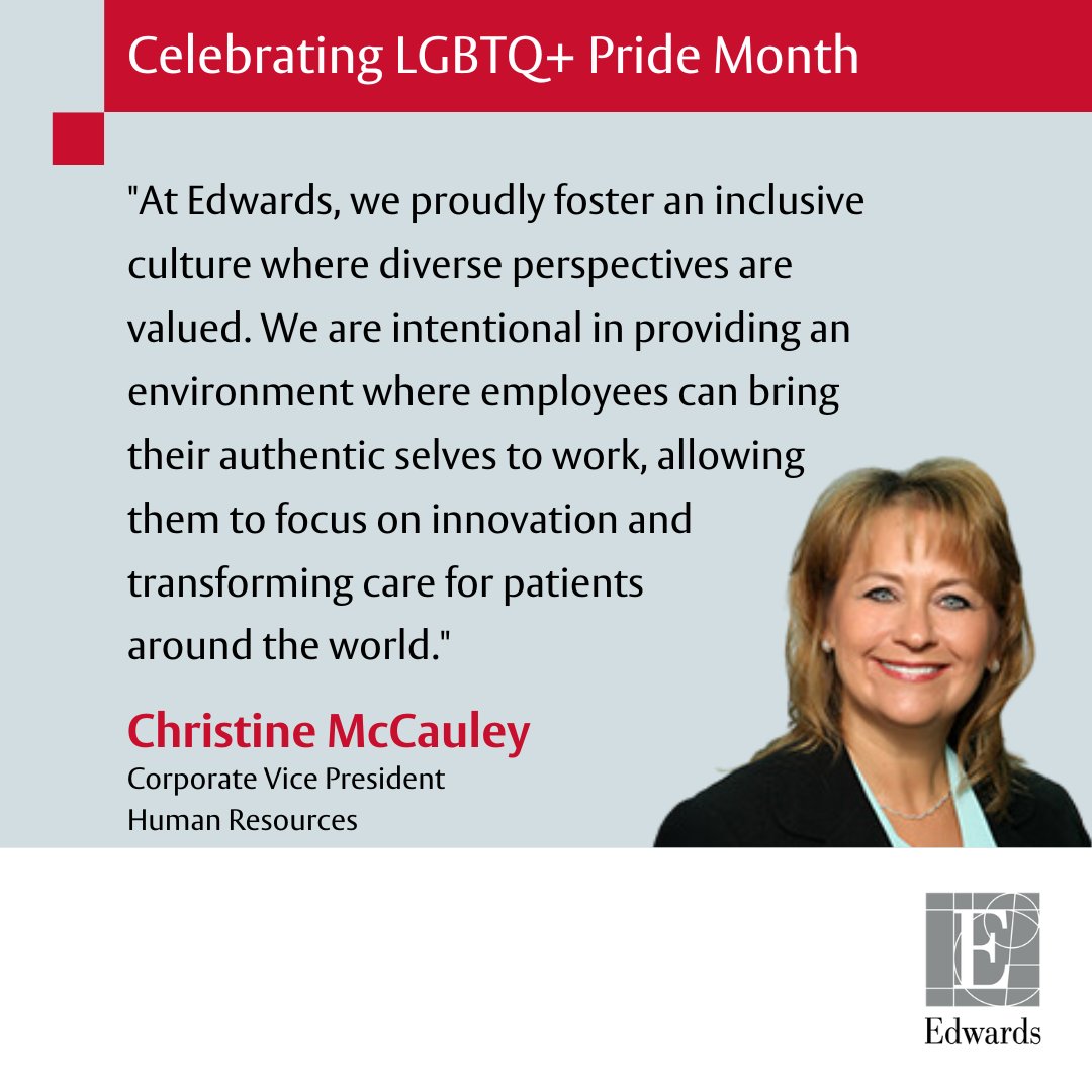 EdwardsLifesci's tweet photo. Our culture of inclusivity is built on a strong network of relationships – shaped by our shared values &amp; strengthened by our diverse perspectives &amp; backgrounds.

Christine McCauley shares how celebrating each employee authentically powers our culture of innovation. 

#Pride2023 https://t.co/5p7WWgtKwF