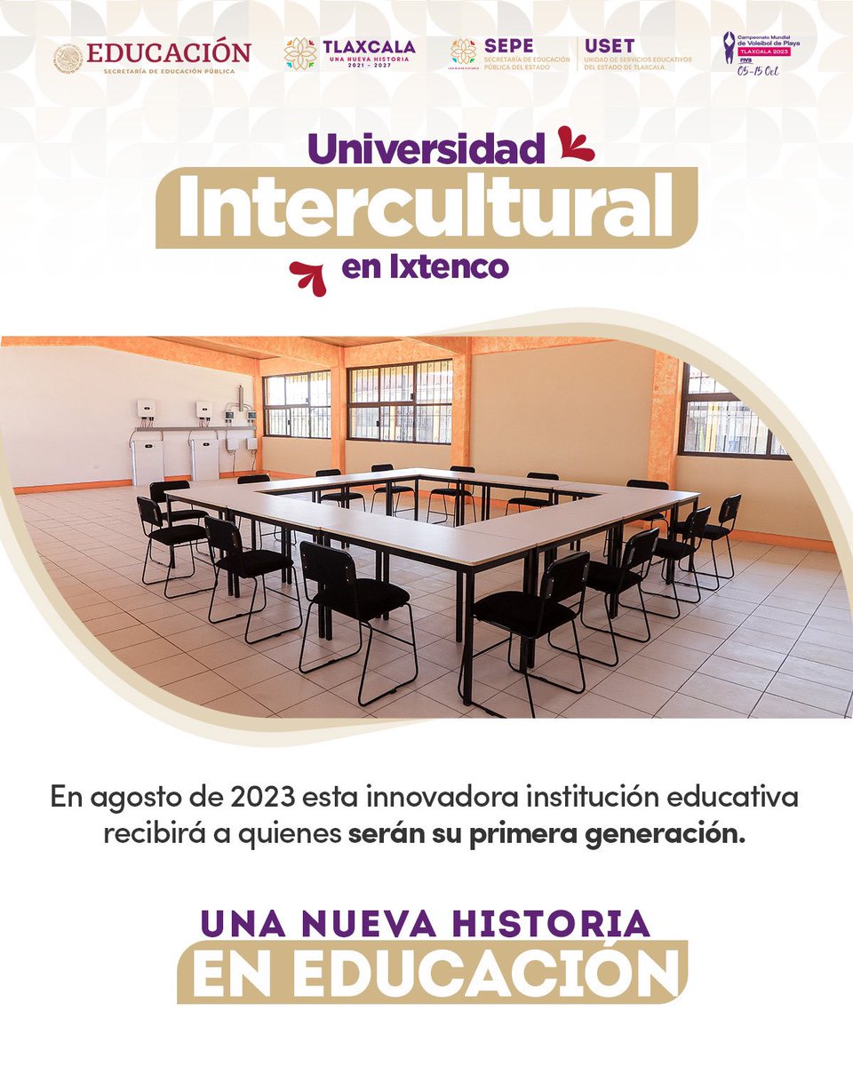 SOTyVTlaxcala's tweet photo. La Universidad Intercultural en #Ixtenco, recibirá en agosto de 2023 a la primera generación de alumnos de las comunidades y pueblos originarios en #Tlaxcala. 
#UnaNuevaHistoriaEnEducación #GobiernodeTlaxcala  
 @septlaxcala https://t.co/CZfbuayqEa