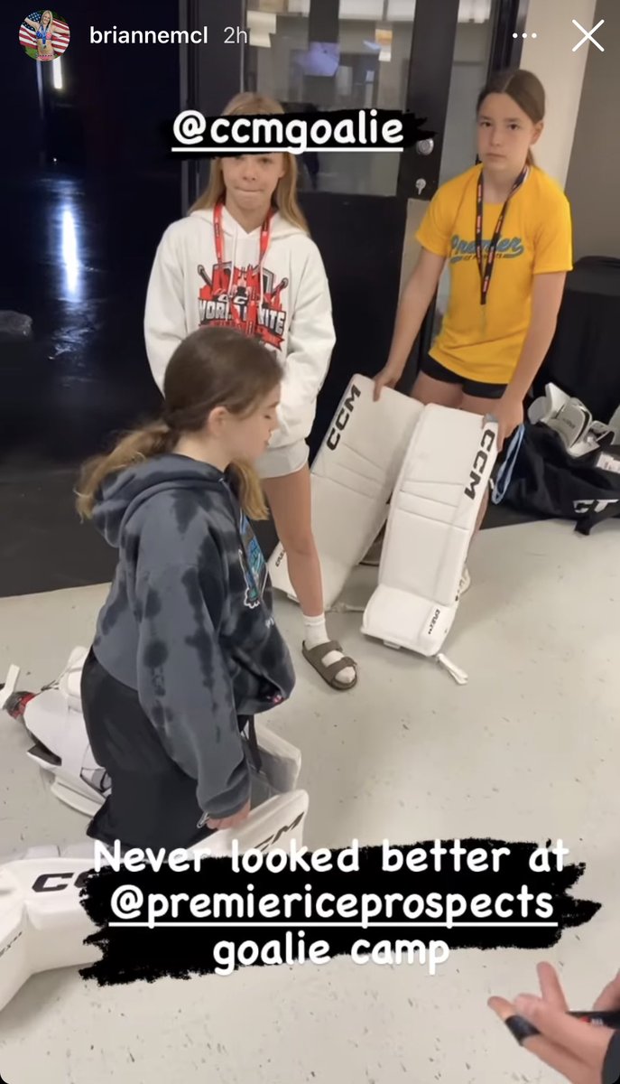 Pretty excited to try out some new unreleased <a href="/CCMGoalie/">CCM Goalie</a> pads at the <a href="/PIProspects/">PremierIceProspects</a> goalie camp (ft. <a href="/BrianneMcL/">Brianne McLaughlin</a>) #GoalieLife #girlgoalie