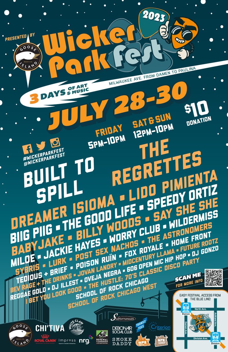📣BIG NEWS📣

The Wicker Park Fest 2023 full lineup is here! Mark your calendars July 28-30 #wickerparkfest
View complete lineup and schedule on Instagram.
