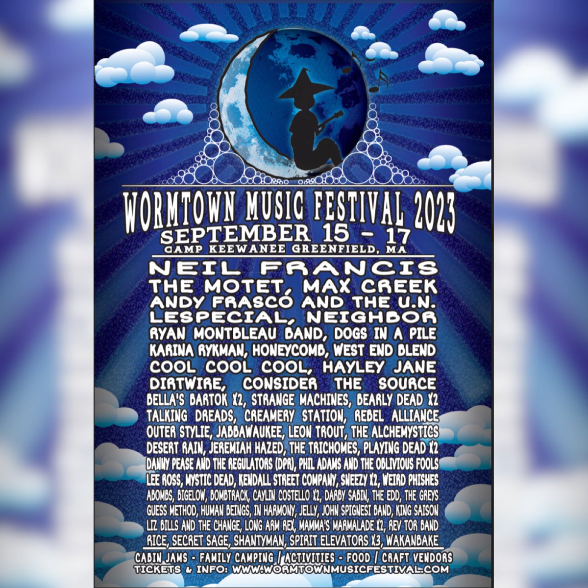 🌜🐛 Are y’all ready for the first Wormtown since the before times?! The good folks at <a href="/wormtowntrading/">Mark Blanchette</a> are throwing a party and you’re all invited- here’s the full lineup! Catch us on Sunday afternoon from 1-4 PM on the main stage!