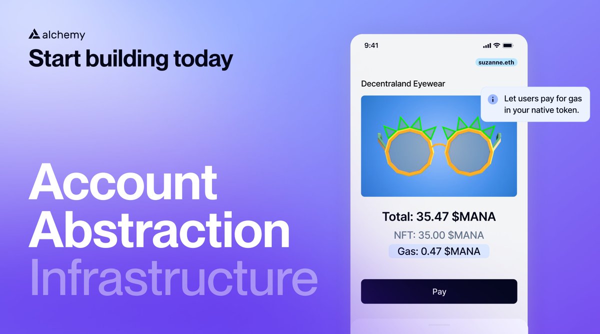 INTRODUCING: Account Abstraction Infrastructure🔥 

Available today, on the largest EVM ecosystems

Ready to get started? 

alchemy.com/account-abstra…👇