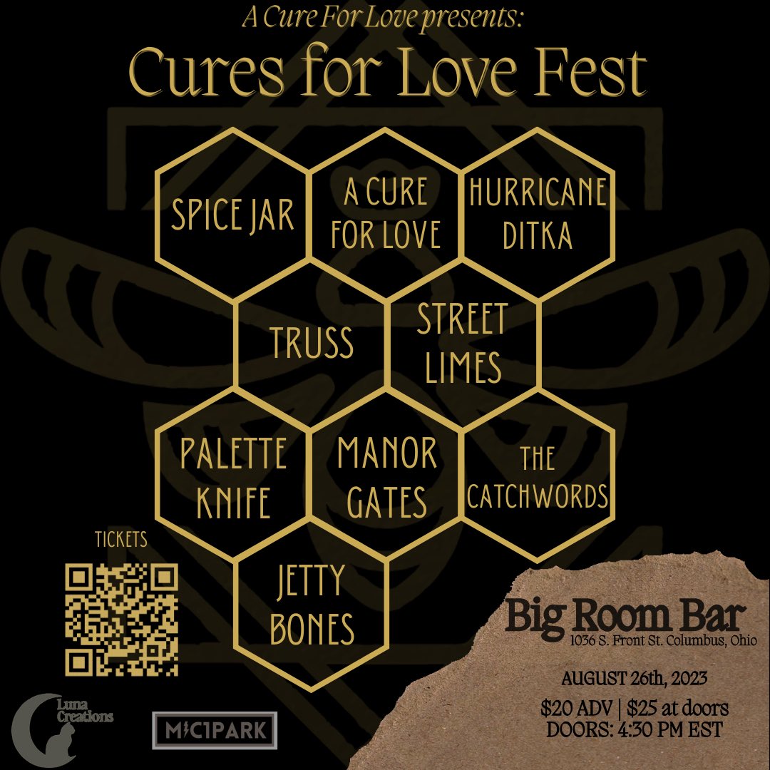 Wee woo, alert alert, the full lineup is here! 

Come to Cures for Love Fest, August 26, 2023 in Columbus, OH, or experience FOMO like you’ve never had before.

Tickets at the link in our bio

🎨: @HaiCaptMomo 

#musicfestival #columbus #ohio #music #localband #diymusic