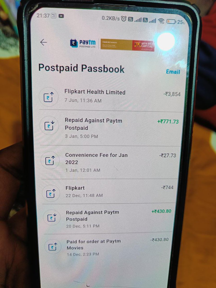 vivekdas2014's tweet photo. @Paytmcare @Paytm 

Sir
I had ordered through Paytm postpaid but the order got cancelled on 7th of june23 but didn't received the amount on Paytm postpaid.
 ARN NO-315802034085
I tried to connect with customer service on Paytm 24*7 but didn't got any response. Pls look into it. https://t.co/rRQCqtvDz4