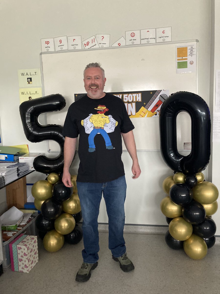 StAmbroseSci's tweet photo. Today we celebrated almost 50 years of Mr McConnell one of our amazing technicians #Ambees #Elvis #AlwaysSmiling #AlwaysHelpful https://t.co/4nHCNYHRkI