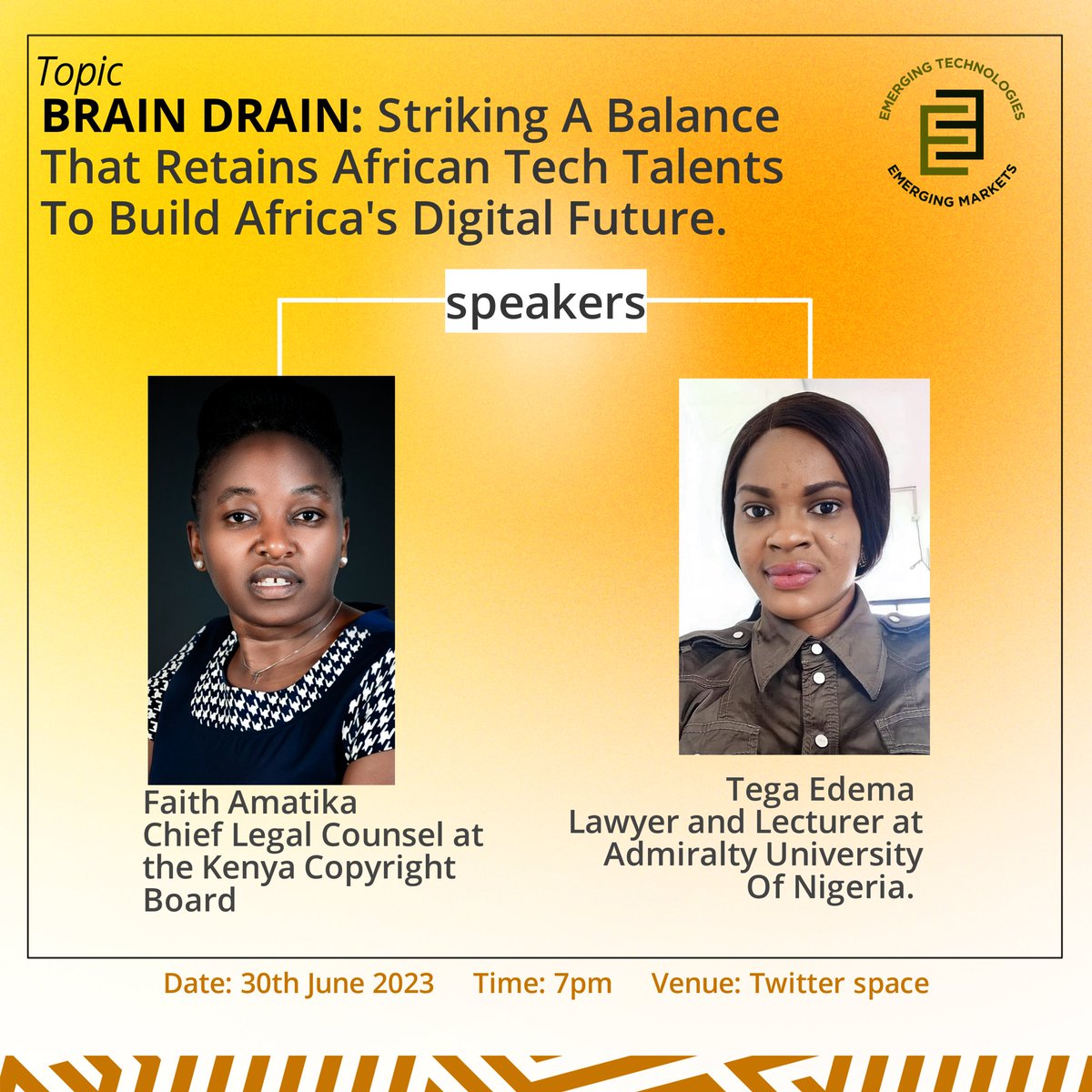 E4EProject's tweet photo. Click the link and set a reminder as we look forward to learning from @TegaPretty1 and @amatika_faith

https://t.co/VsYzogmBXN https://t.co/4hlgJ5krTZ