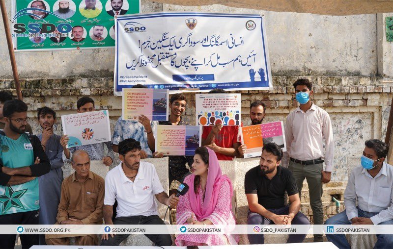 1 / SSDO organized Awareness Camp on Combatting Trafficking in Persons & Migrant Smuggling in context of the #GreeceBoatDisaster.The camp was organized infront of #Karachi Press Club to sensitize the public about the dangers & hazards of illegal#HumanSmuggling  #HumanTrafficking