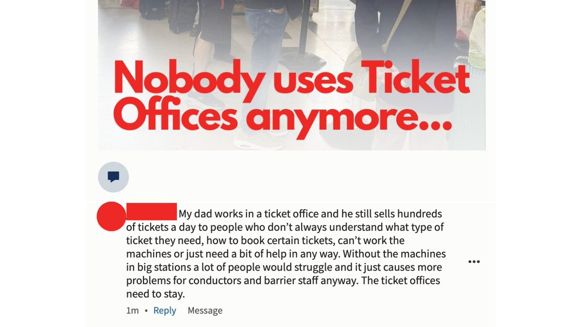 🎫 SAVE TICKET OFFICES
'My Dad works in a ticket office and he still sells hundreds of tickets a day...'
#SaveTicketOffices
