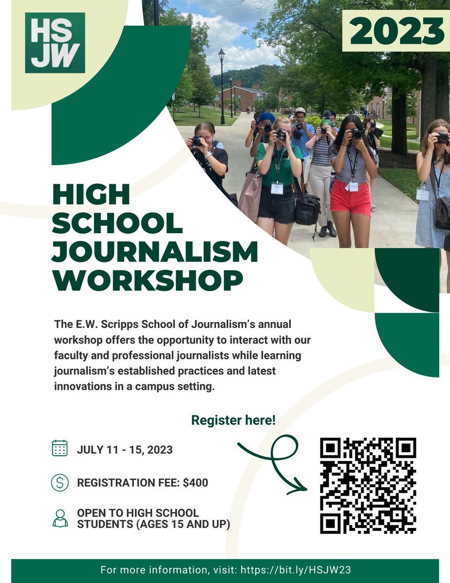 NerissaYoung1's tweet photo. E.W. Scripps is proud to host 76 students for the High School Journalism Workshop next month. You can still get your seat for the special j-school centennial edition. Register by 5 p.m. Friday. See you in Athens! @kenj_klein @ohiou @ScrippsOU @scrippsjschool @scrippsschool100 https://t.co/NcKzTcqhI9