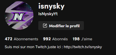 Les gars j'ai besoin de vous manque 8 follow pour les 1000 merci a ce qu'il le feront sa va me permettre de live sur tiktok aussi ♥🙏

tiktok.com/@isnysky