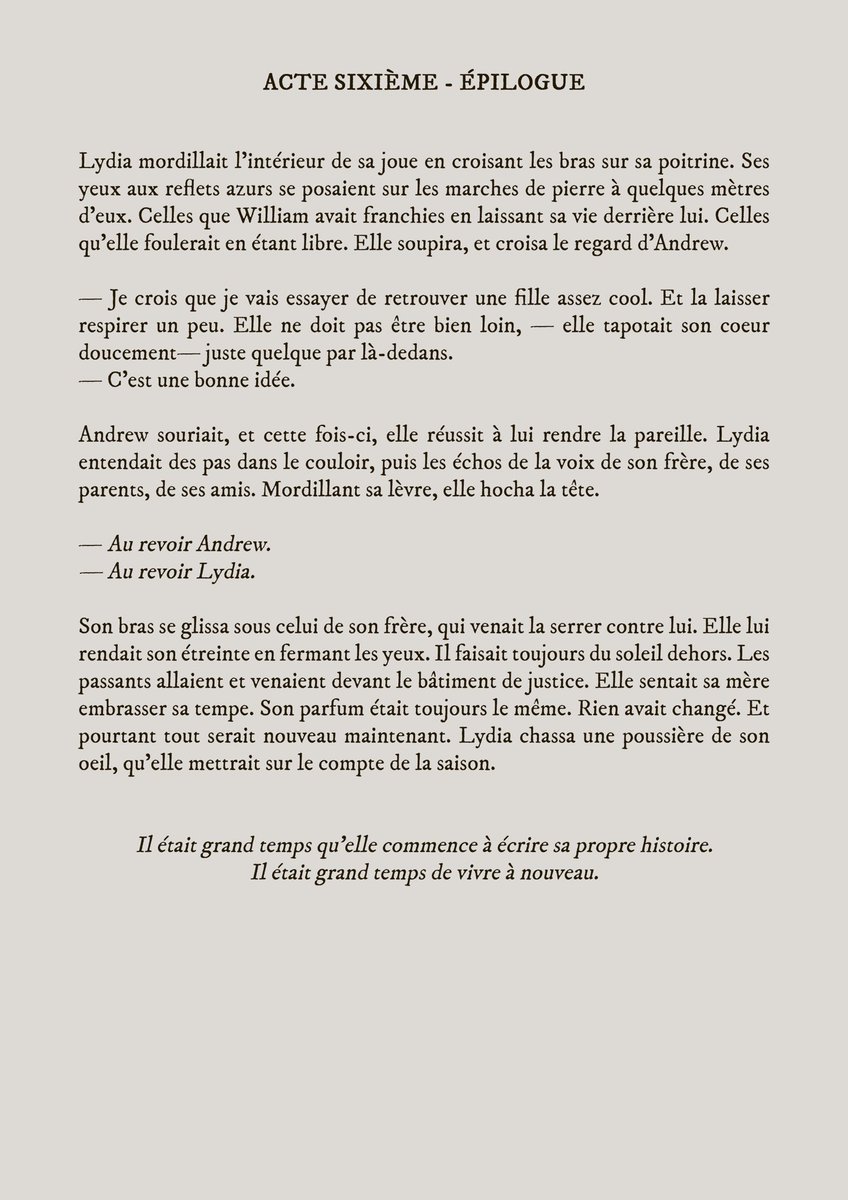 ⠀ 

      “ — 𝐀𝐂𝐓𝐄 𝐒𝐈𝐗𝐈𝐄̀𝐌𝐄.
        dura lex, sed lex.  
        ( partie 2 - 𝒆́𝒑𝒊𝒍𝒐𝒈𝒖𝒆 )

⠀