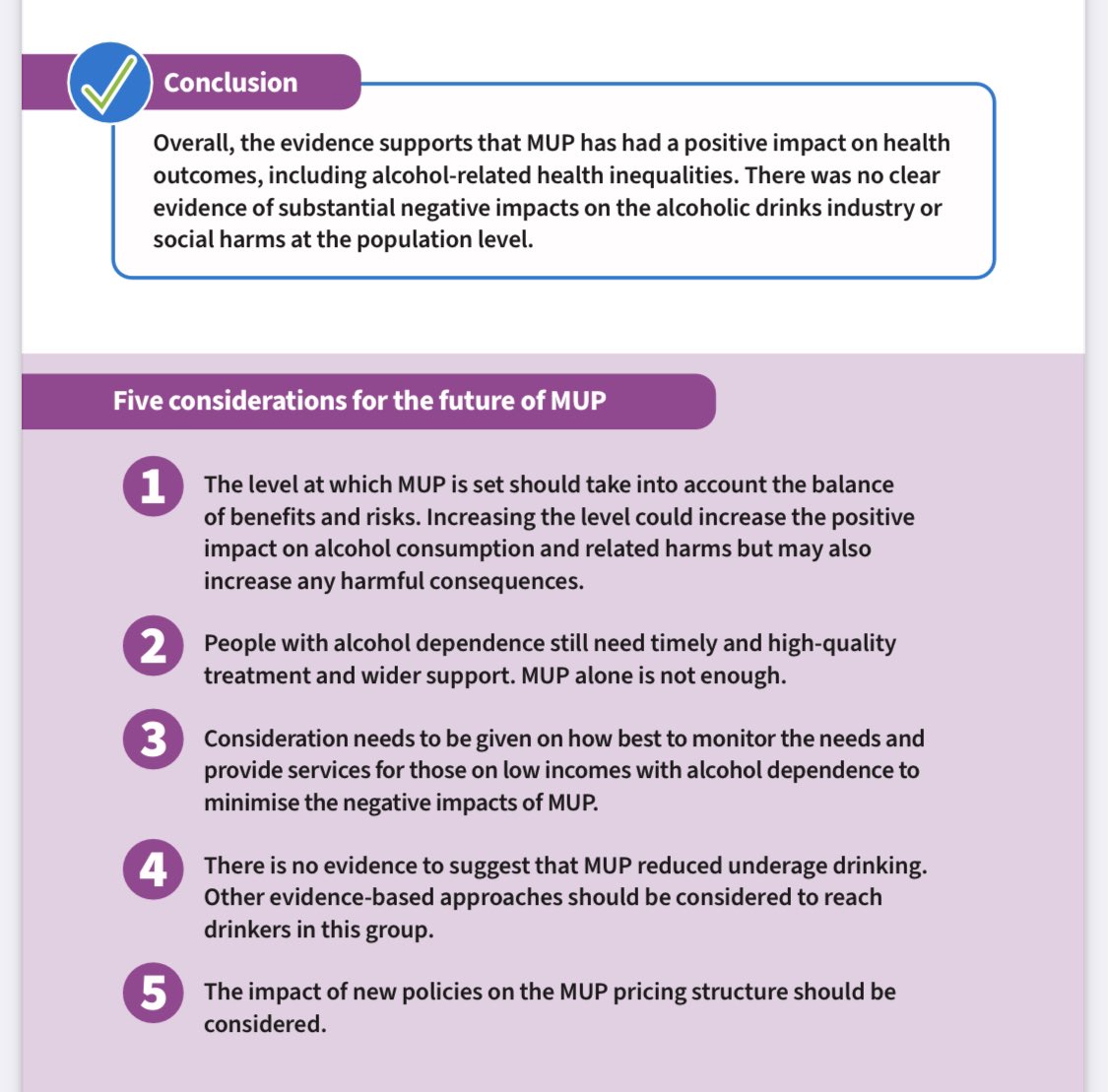 Evaluation report for minimum unit pricing in Scotland out today.

- alcohol deaths ⬇️13%, hospital admissions ⬇️4%
- ⬇️inequalities
- need for ⬆️support for alcohol dependence
- no obv impact on business
- MUP is part of the solution, not *the* solution

publichealthscotland.scot/publications/e…