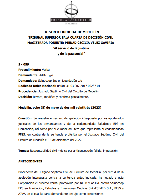 articulo20's tweet photo. SENTENCIA RECOMENDADA 🗣 

#Civil
Tribunal Superior de Medellín realiza precisiones sobre la responsabilidad civil por anticoncepción fallida

RAD: 00287-01 https://t.co/MZyCzr3TyB