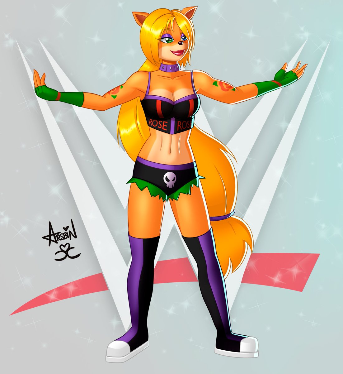 C0mm for <a href="/Dezhoods48/">Dezhoods 🚆 🚉 🚄</a> 

His OC Jazz Bandicoot, as Rostaker, a WWE fighter!👊💥