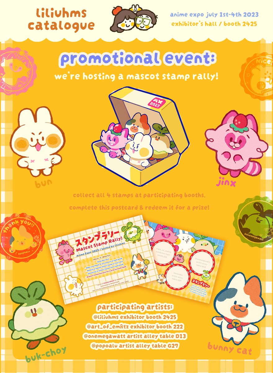 (2/2) 🌈 here’s the second part of my catalogue! i’m also hosting a mascot character stamp rally with my friends @popoalu @onemegawatt @art_of_emfitz!!! collect all the stamps to earn a really good prize goodie bag!