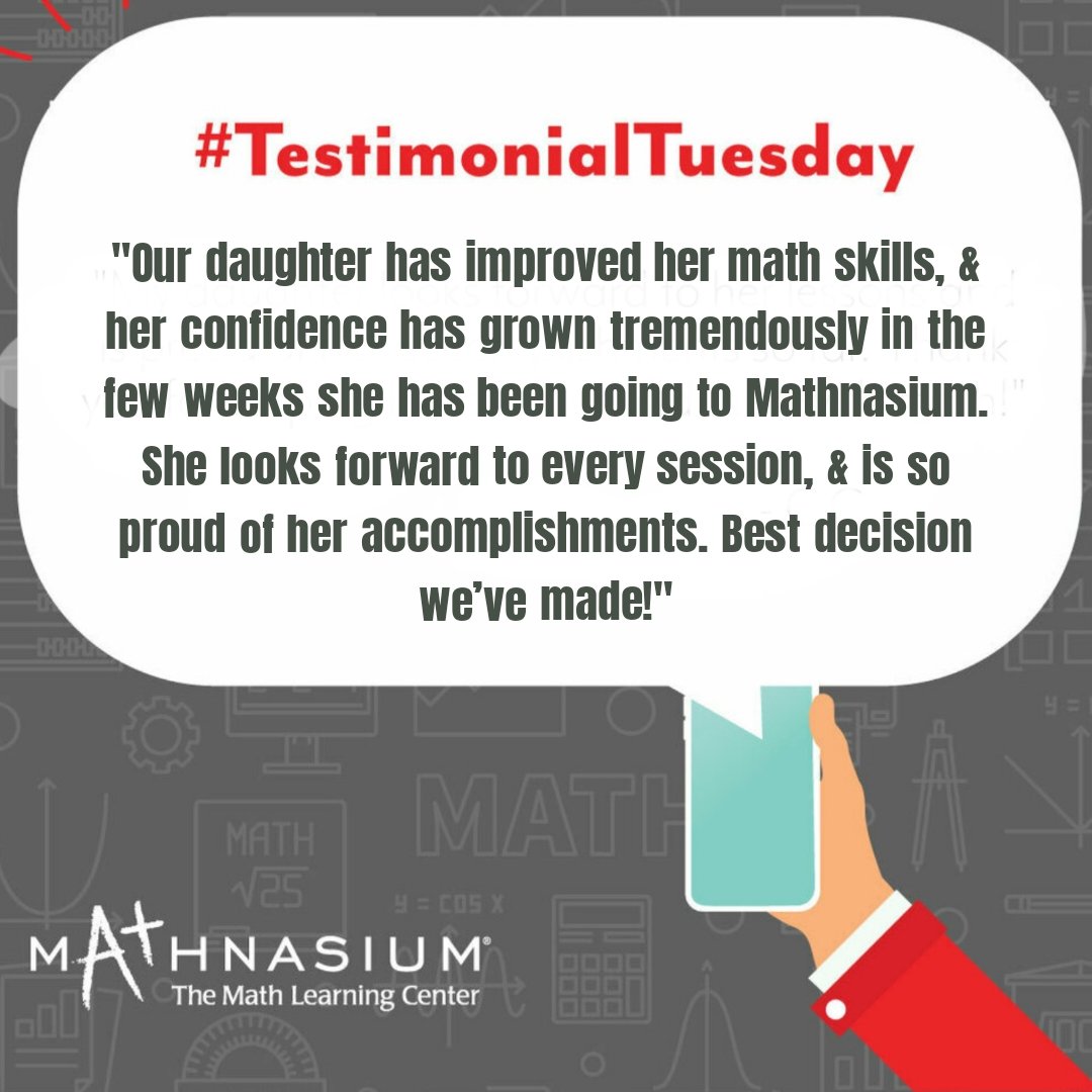 A testimonial, from a Mathnasium parent:

Contact us today to discover how Mathnasium's fun summer programs can improve your child's math skills:

mathnasium.com 

#testimonialtuesday #fivestarrating🌟🌟🌟🌟🌟 #confidenceboost #summermath🌞🏖 #summerlearningloss