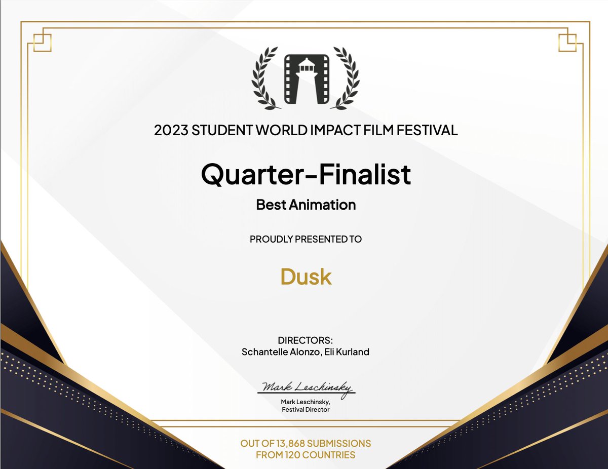 my first year film got quarter-finalist in an animation festival!! its also now available to watch on youtube yipeee