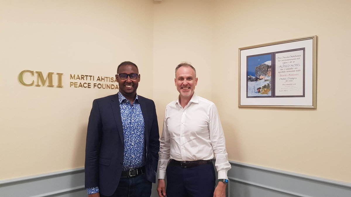 ArsheSaid's tweet photo. A very productive meeting  on the conflicts in the  Horn of Africa region with CMI's CEO Janne Taalas at @cmioffice
CMI the office of thr Nobel Prize Laureat Martti Avtisaari  can contibute alote to reach a peace in the region https://t.co/zNE7prPWgG