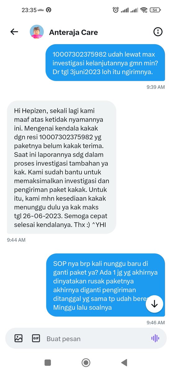 trithunders's tweet photo. Udah lewat tglnya kelanjutannya gmn nih min @AnterajaCare @anteraja_id https://t.co/osYHUH4S1S