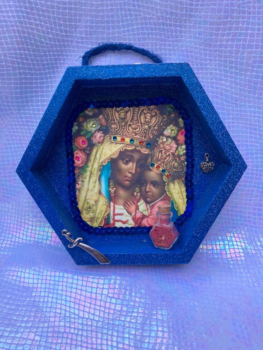 Excited to share the latest addition to my #etsy shop: Erzuli Dantor altar piece etsy.me/3psd1by #blue #erzulidantor #altarpiece #altar #religiousart #vodou #haitianvodou #vodouart #lwaart