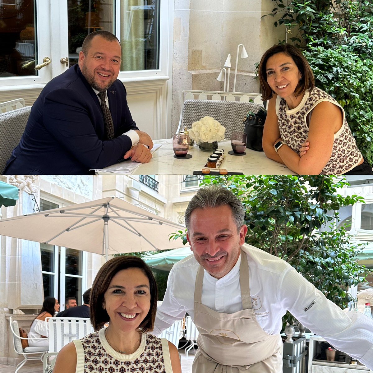 ggomez_chef's tweet photo. Un plaisir de retrouver au @hoteldecrillon Joumana Dammous qui fait tant pour l’amitié Franco libanaise et pour le rayonnement de notre gastronomie. #horeca #horecabeirut #ambassadedefrancedelagastronomie #guillaumegomez #guillaumegomezpageofficielle https://t.co/sN3xGD3lLW