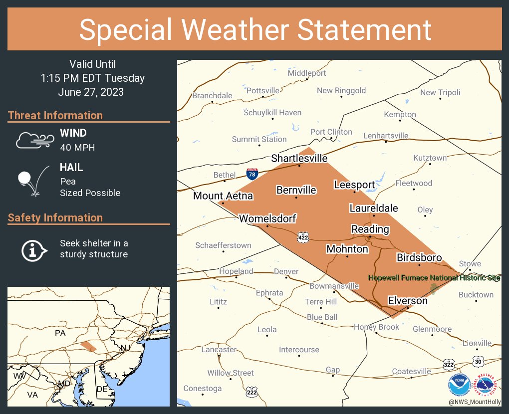 NWS Mount Holly on Twitter "A special weather statement has been