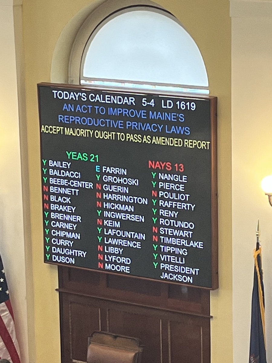 JUST IN: The Senate has passed #LD1619 to allow people to access abortion care when medically necessary – without governmental or political interference. #MEPolitics