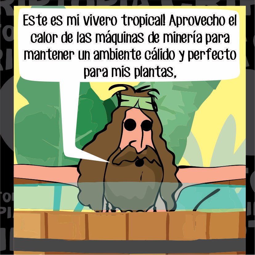 Criptopiacomics's tweet photo. Bob: Este es mi vivero tropical! Aprovecho el calor de las máquinas de minería para mantener un ambiente cálido y perfecto para mis plantas 🪴🌱.
#BitcoinHumor #CryptoHumor #BitcoinCommunity #CryptoComics #BitcoinLovers https://t.co/rHSkMqVsqy