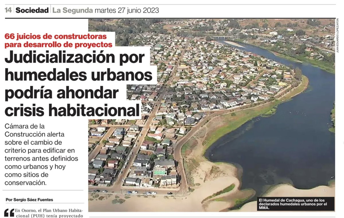 1500 viviendas destruidas por inundación y la nota de hoy en LS habla de los problemas que causa la conservación de humedales urbanos en la crisis habitacional. Construir cerca de humedales es crónica de una inundación anunciada. No culpemos a la conservación de la falta de