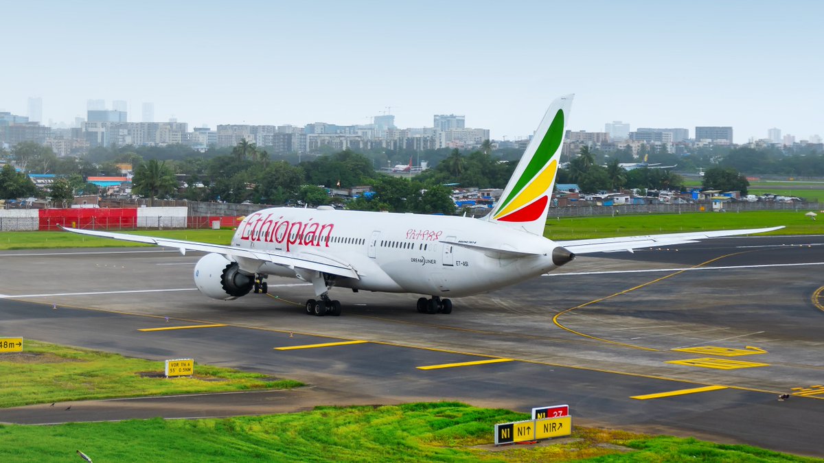 🌍 𝗔𝗳𝗿𝗶𝗰𝗮’𝘀 𝗟𝗲𝗮𝗱𝗶𝗻𝗴 𝗔𝗶𝗿𝗹𝗶𝗻𝗲 ✈️⁣
🇪🇹 𝐄𝐭𝐡𝐢𝐨𝐩𝐢𝐚𝐧 𝐀𝐢𝐫𝐥𝐢𝐧𝐞𝐬 B787-8 Dream)liner (ET-ASI) outbound CSMIA Mumbai for Addis Ababa as ET641 on a fine morning. 😍⁣⁣

#flyethiopian #Boeing #B787 #planespotting #aviationphotography #aviation #avgeeks