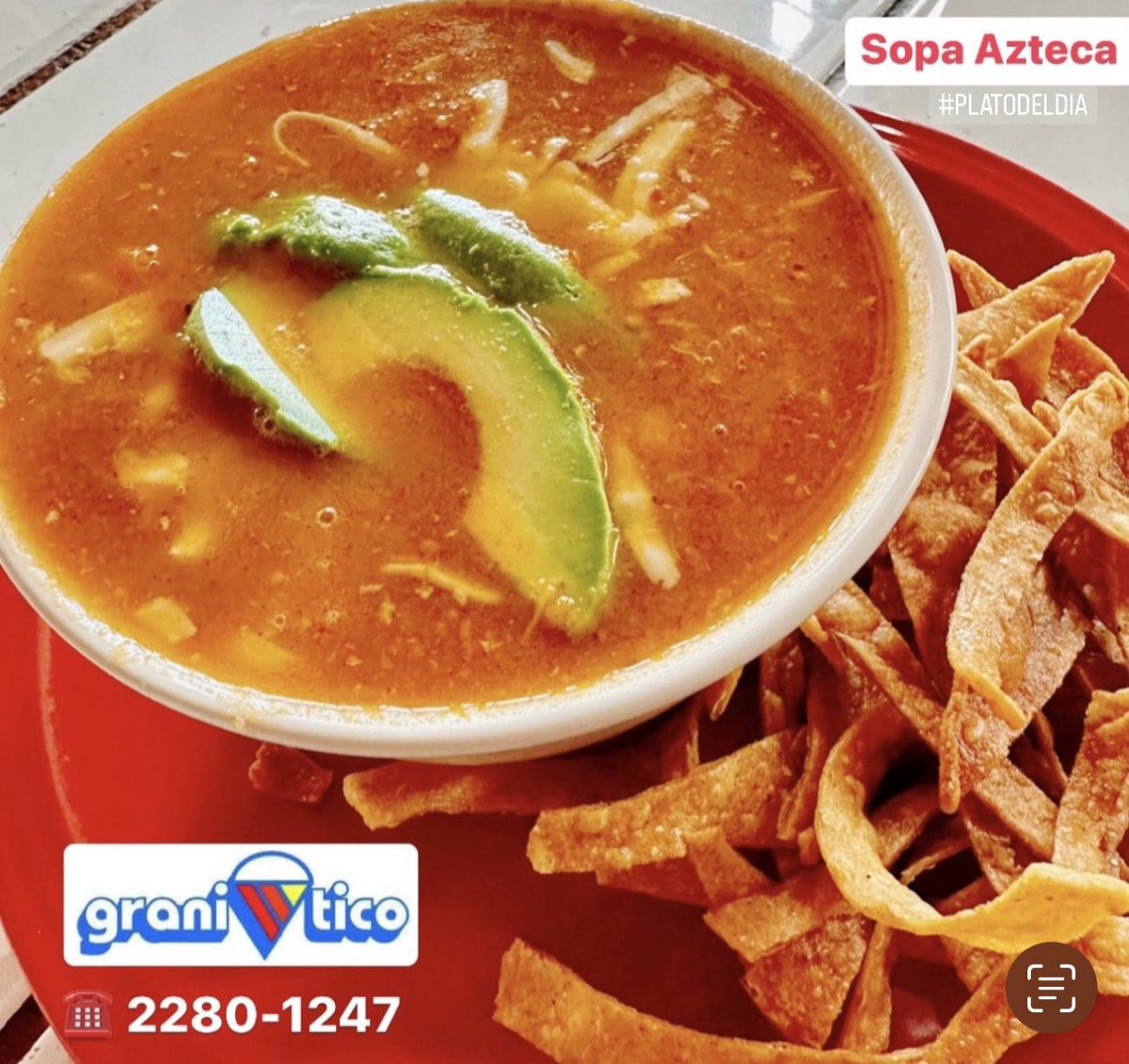 Hoy MARTES...
Plato del día… 

SOPA 🍜 AZTECA 🪅!
Incluye bebida natural. 

#comidacostarricense #platodeldía #pozole
#comidatipica #comidacasera #sopaazteca
#comidahechaconamor