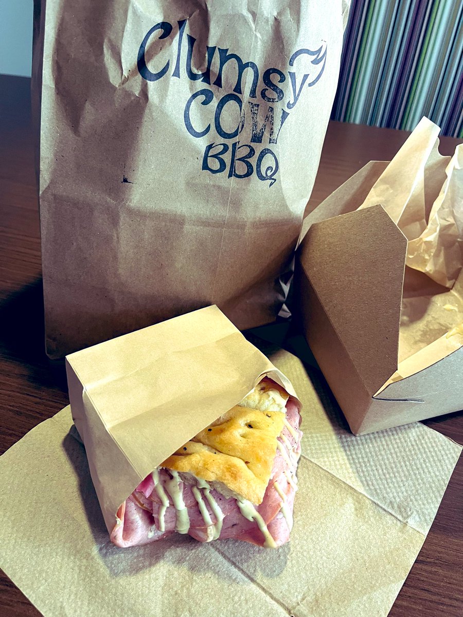 Almost tripped and fell over when I saw this Sammy!  #clumsyCowBBQ #lunch #bbq