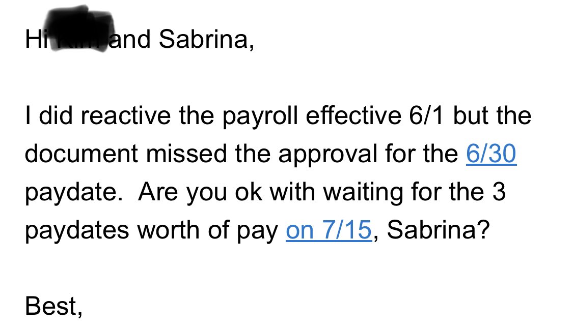 in today's episode of 'people of your class don't belong in academia' i present: 'two missed paychecks aren't a problem, right?' completely related: i'm looking for #ml/#nlproc industry jobs starting in november! lmk if you have openings or leads :)