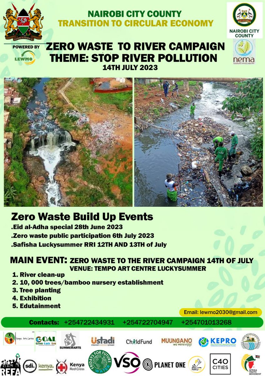 Are you ready to make a difference in our community and protect our precious rivers? Join luckysummer ward for the Zero Waste to the River campaign event! @AfrikaYouthM
@ActionAid_Kenya
#ZeroWasteToTheRiver #CleanRivers #ProtectOur #TakaniMaliSafi #ourEnvironmentourResponsibility