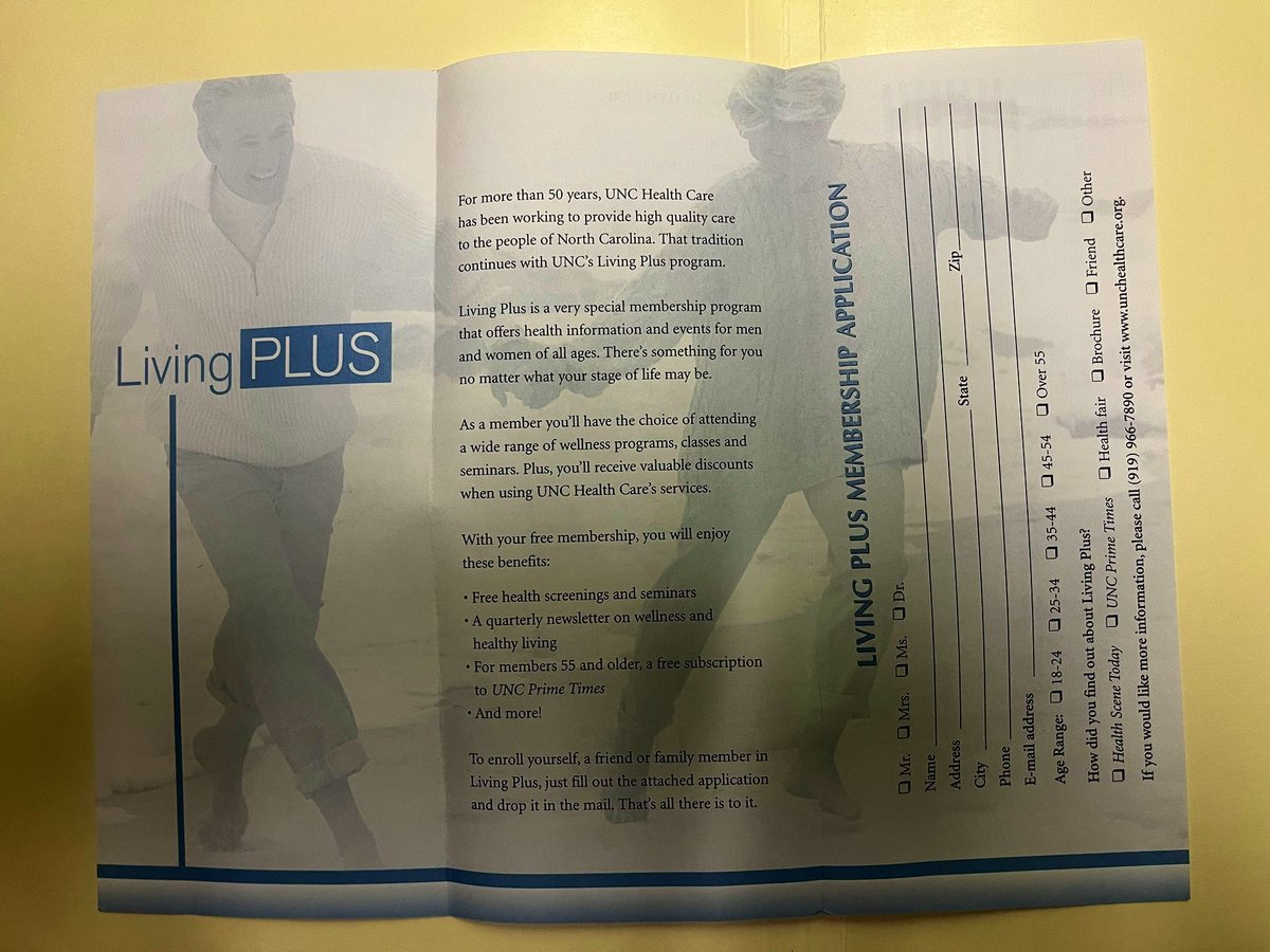 Decades before Waystar Royco announced Living+, it was a real program at UNC-Chapel Hill. This brochure is from July 2003.  #SuccessionHBO
