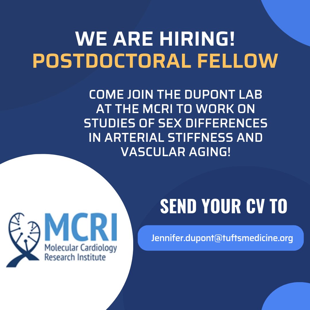 DrJenDuP's tweet image. We are looking for a motivated postdoc to join our team at the MCRI! Reach out to me directly if you are interested! Please RT! #postdoc #bostonjobs #physiology #postdocjobs