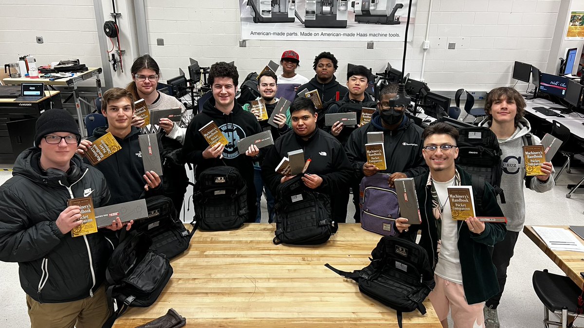 A HUGE thank you to @ghaasfoundation !! Your sponsorship provides ALL students with tool kits and uniforms to be successful in our class and beyond! The Gene Haas Foundation has been a critical partner since day one. The future of manufacturing looks brighter each and every day.