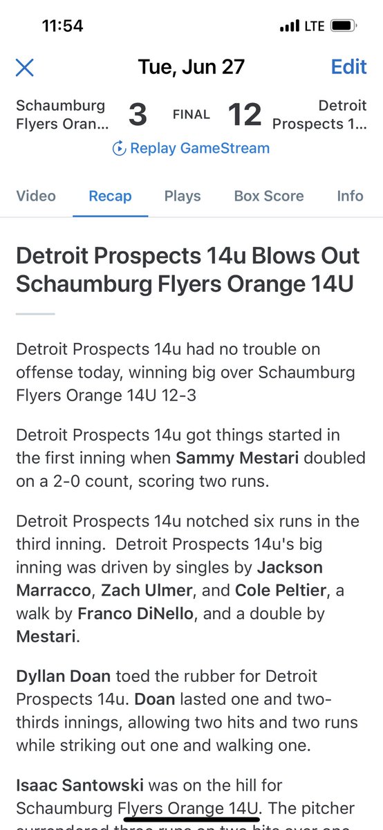 Started off 1-0 at Perfect Game.  Great team effort led by <a href="/peltier_cole/">Cole Peltier</a> who was 3-3 with 2 doubles and <a href="/SammyMestari/">Sammy Mestari</a>  who was 2-2 with 2 doubles ! 
<a href="/NCapoferi/">Nick Capoferi</a> <a href="/mikerice02/">Mike Rice</a> <a href="/dieseldefenders/">John Dombrowski</a> 
@