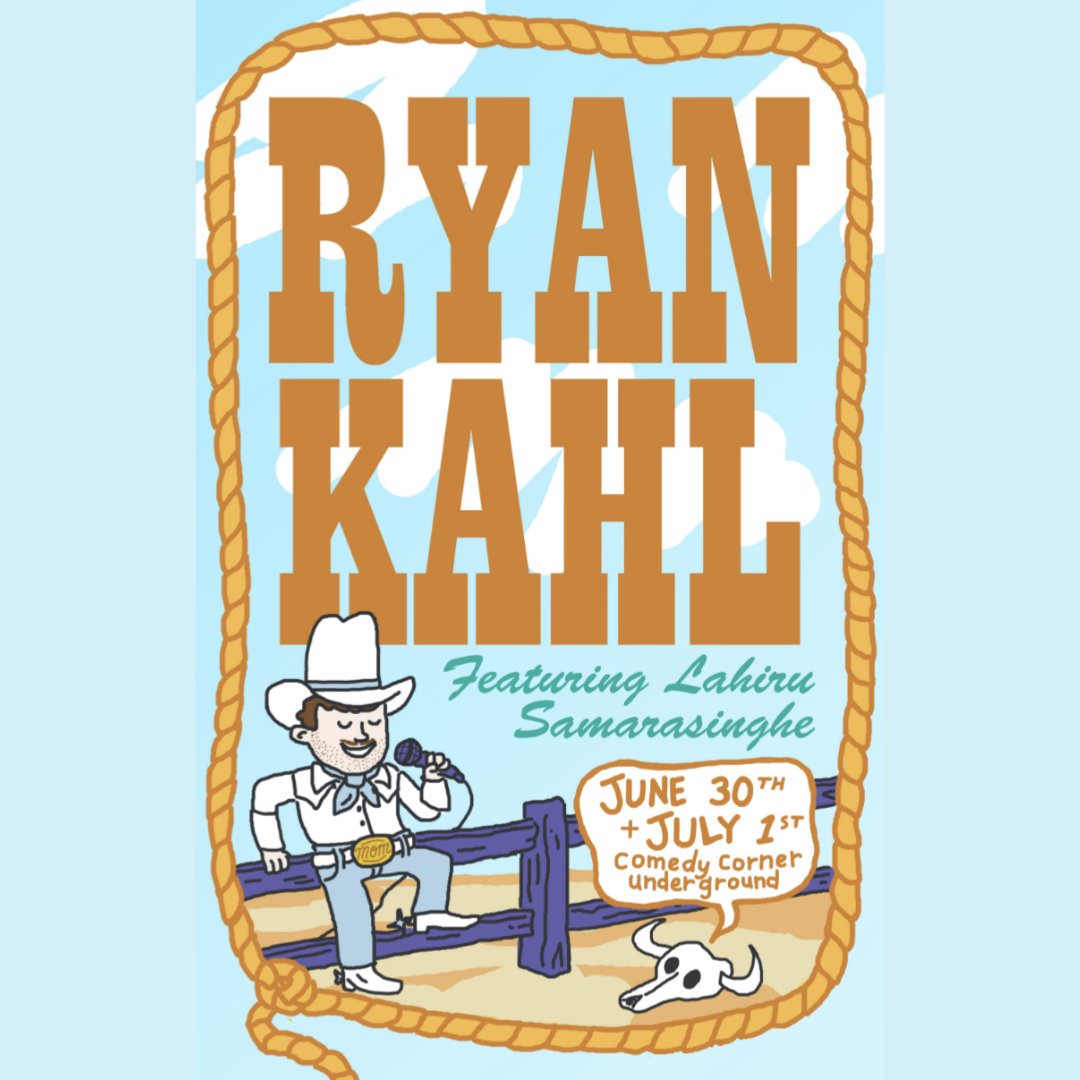 🤠🤠🤠 Yeeehawww! 🤠🤠🤠 Mosey on down to @TheCCU this weekend to catch our very own local cowboy @IdiotRyanKahl! Featuring potential future cowboy @itslahiru! Lasso yourself some tickets now! 🐮🏜️