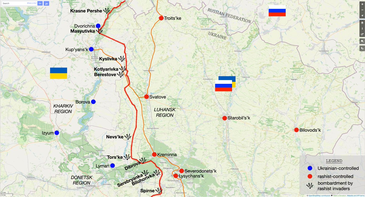 During the day on June 27th, the Russian fascist invaders shelled more than 20 settlements in the Kup'yans'k direction, including Krasne Pershe, Masyutivka, Kyslivka, Kotlyarivka and Berestove in Kharkiv region.

1/2