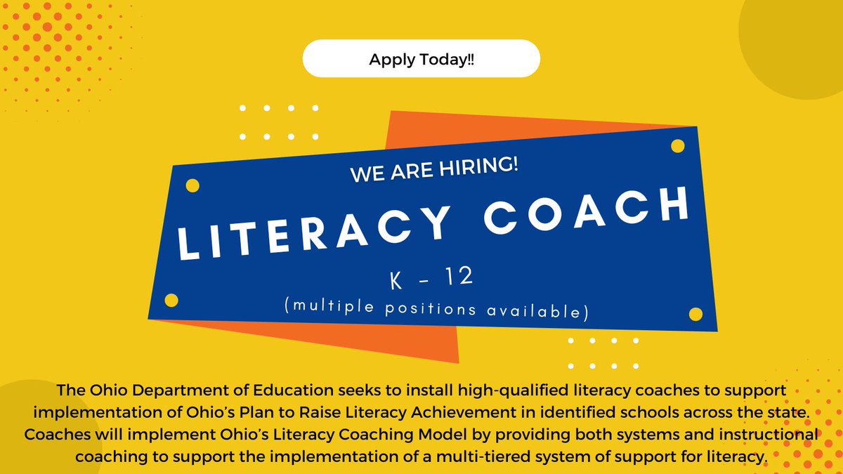 Literacy Coaches needed! Are you interested in supporting the literacy practices and implementation for a school district in need? If so, this is the job for you! Apply today! tinyurl.com/LitCoachESC