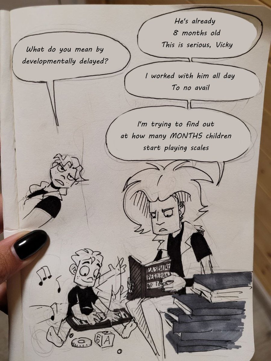 ‼️Today (27.06.2023) Dimalina posted a new sketch on their Telegram channel‼️
'Our son helps sketching! In short there will be an UPDATE about the completion of the new episode!'

A humongous Hip-Hip Hooray for our translator @trashyvdula please!!!🎊🙌

#MetalFamily #металфемели