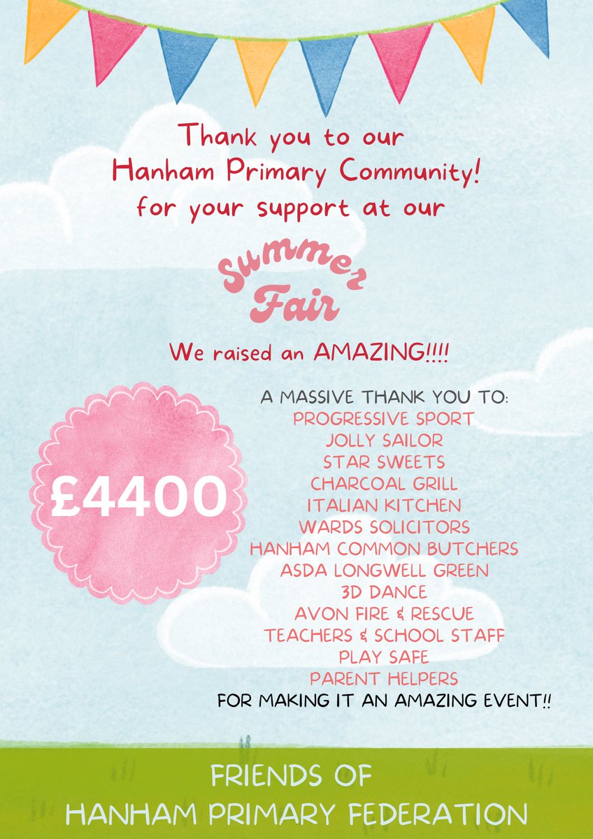 Thank you to everyone who attended our summer fair on Friday. We’ve raised an amazing amount! 

#schoolfundraiser #doingitforthekids #summerfun2023