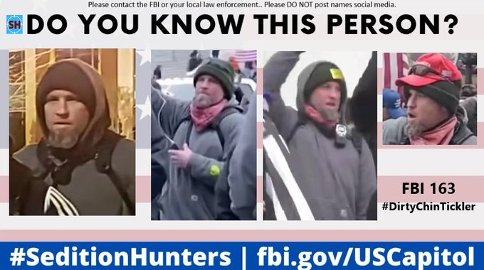 SeditionHunters's tweet photo. Please share across all platforms. Do you Know this man?? Please contact the FBI with photo 163http://tips.fbi.gov or contact us at admin@seditionhunters.org Please do not post names on social media #DirtyChinTickler #TheRealJ6 #Justice4J6 https://t.co/bVje6vOls3